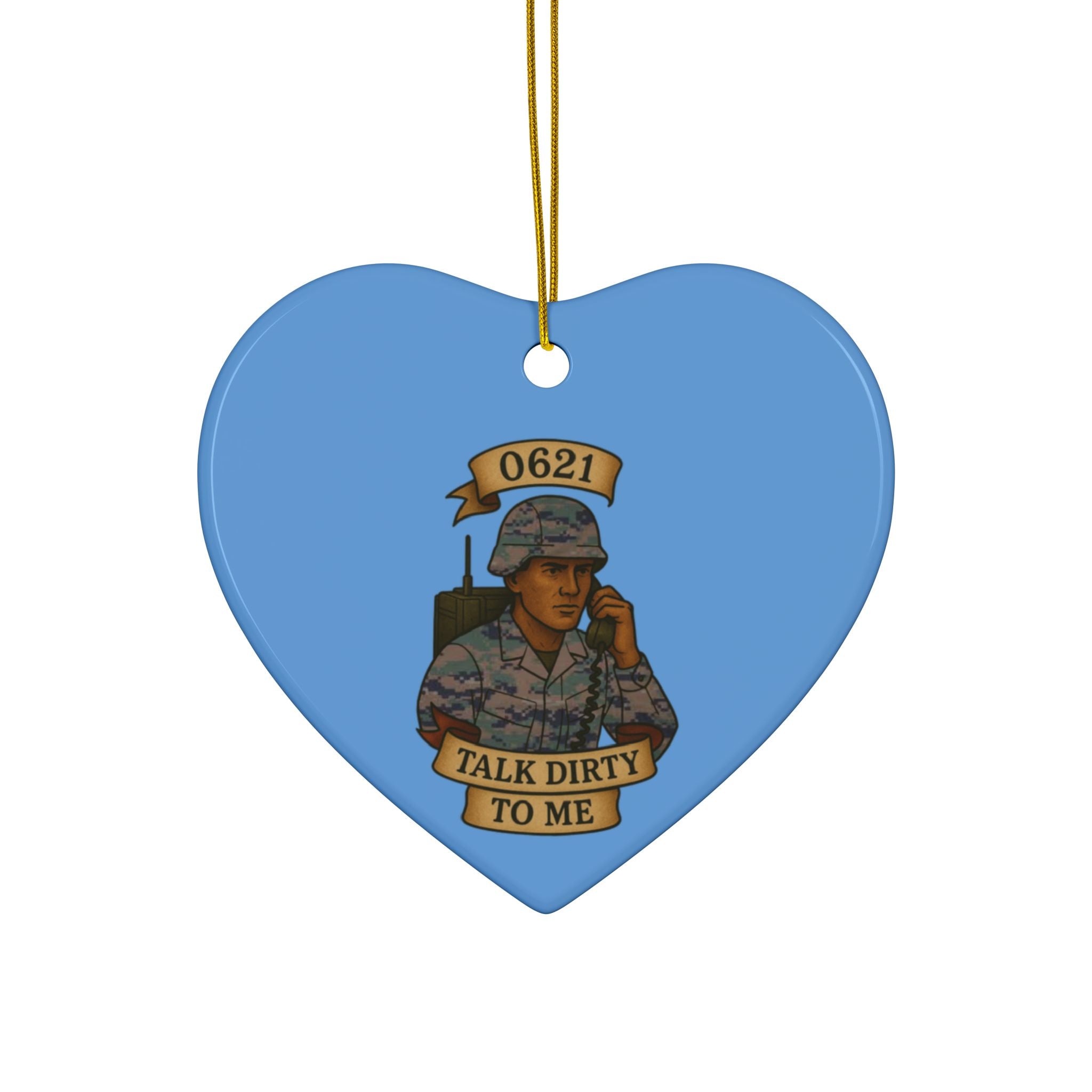 Ceramic Ornament — '0621 Talk Dirty To Me' Military Phone Vintage-Style Holiday Ornament