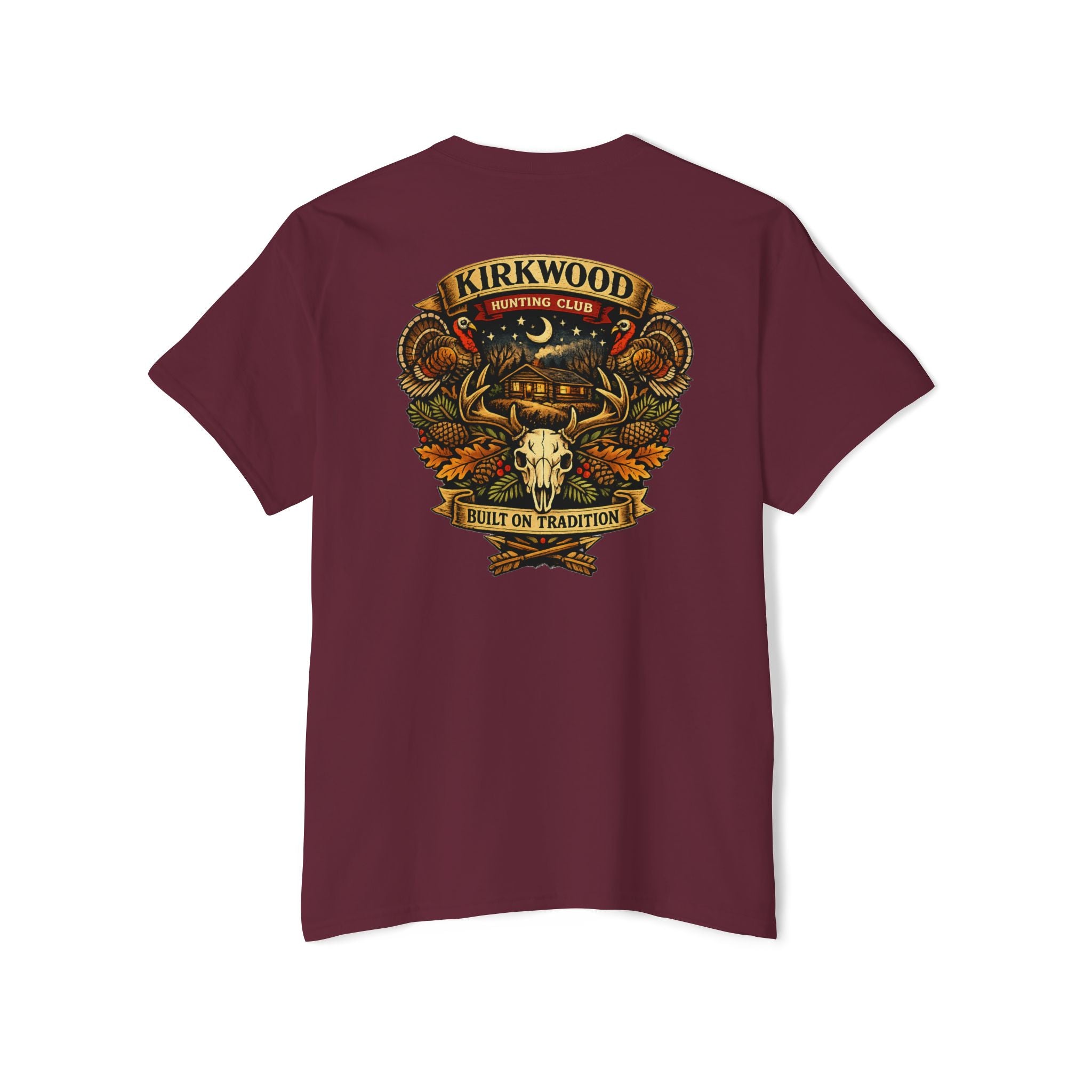 Kirkwood Hunting Club Pocket T‑Shirt — 'Built on Tradition' Graphic
