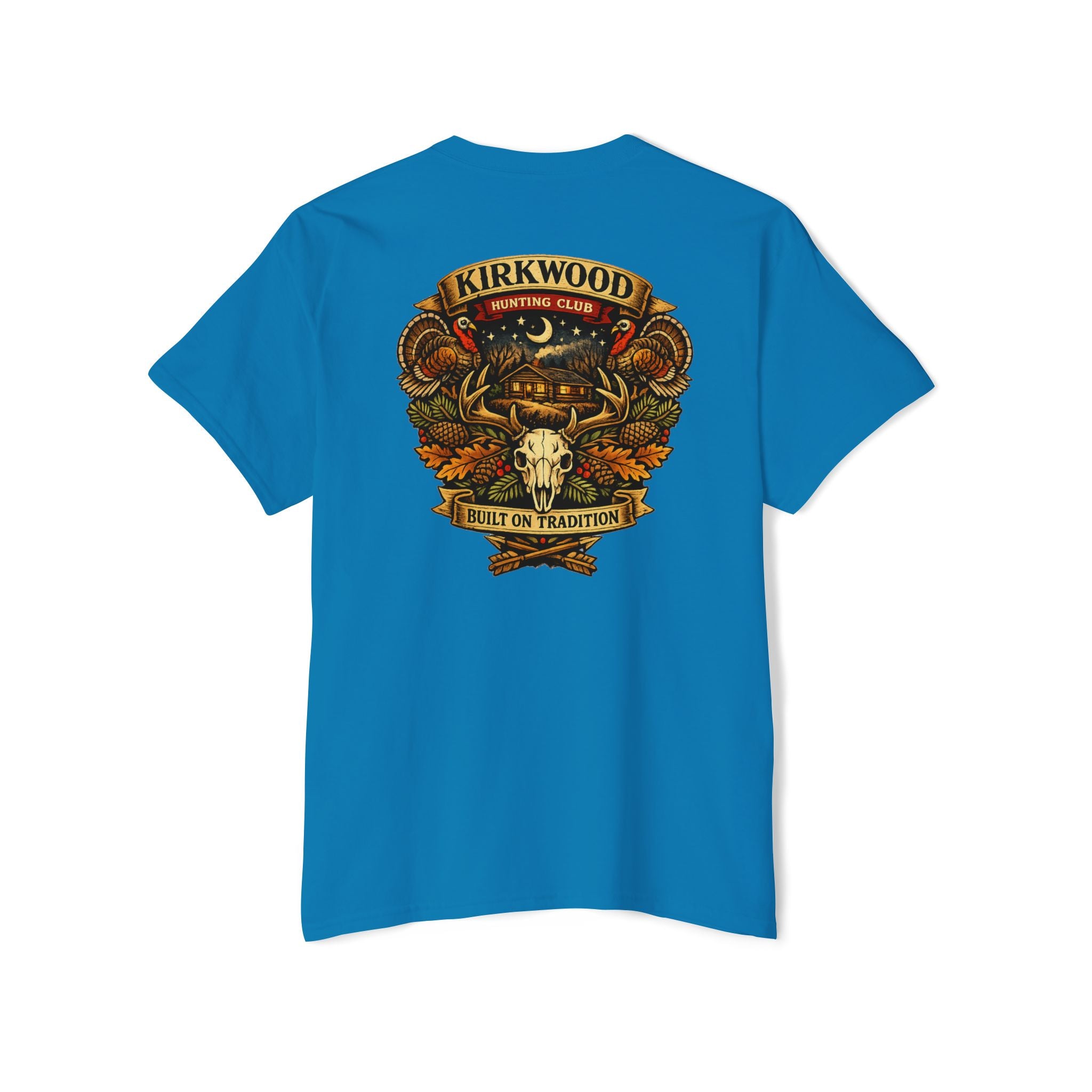 Kirkwood Hunting Club Pocket T‑Shirt — 'Built on Tradition' Graphic