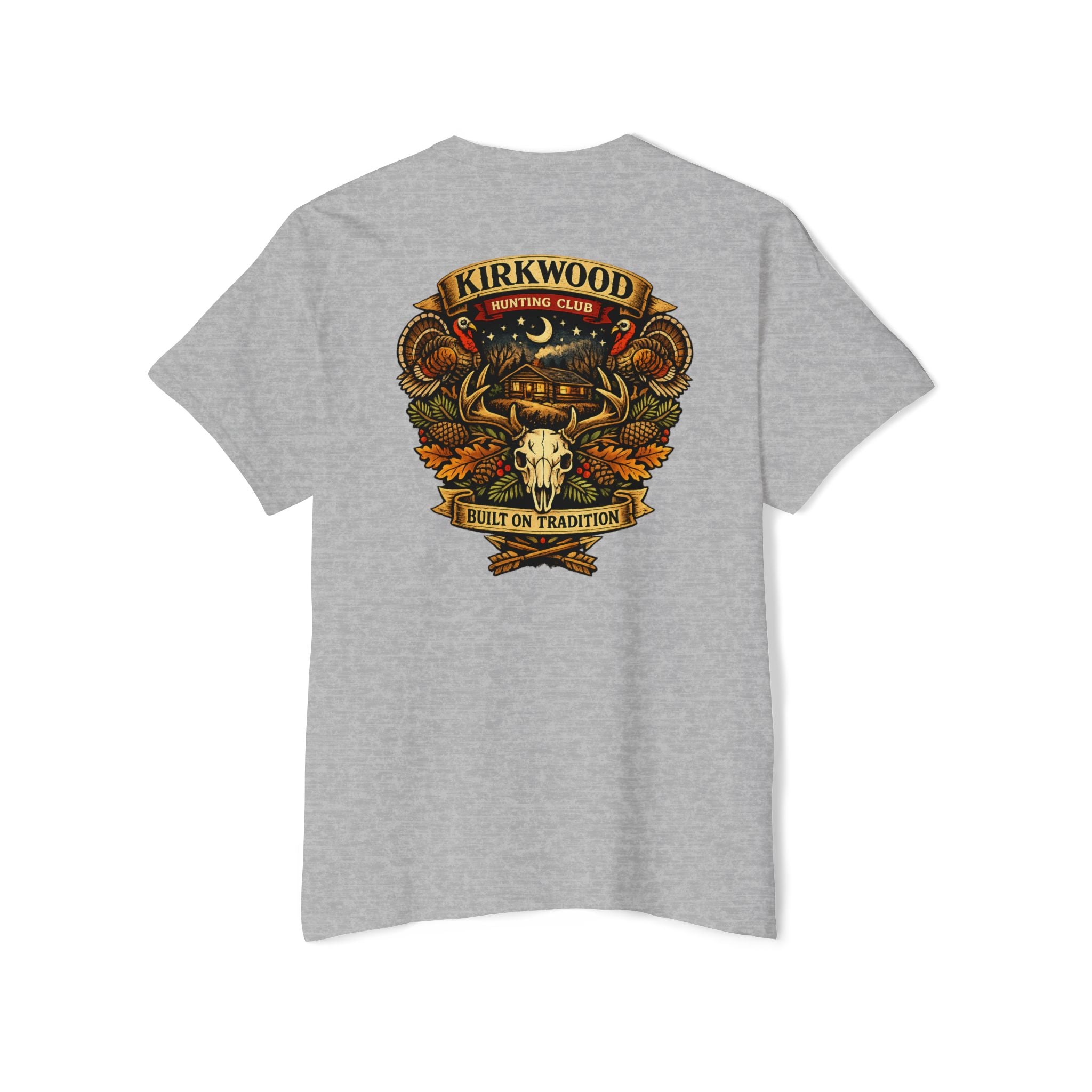 Kirkwood Hunting Club Pocket T‑Shirt — 'Built on Tradition' Graphic