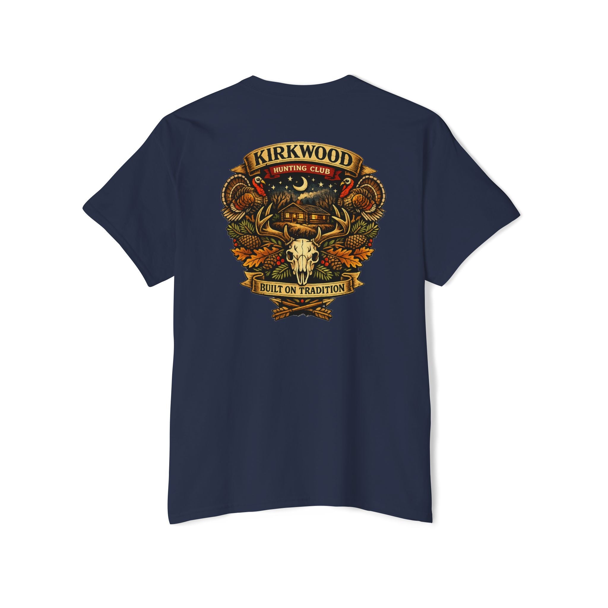 Kirkwood Hunting Club Pocket T‑Shirt — 'Built on Tradition' Graphic
