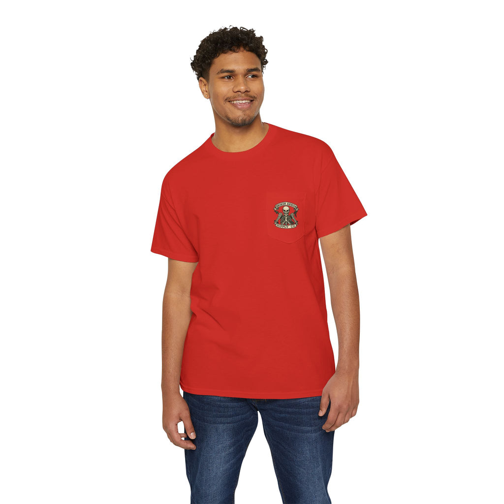 Kirkwood Hunting Club Pocket T‑Shirt — 'Think I’ll Stay Here and Drink'