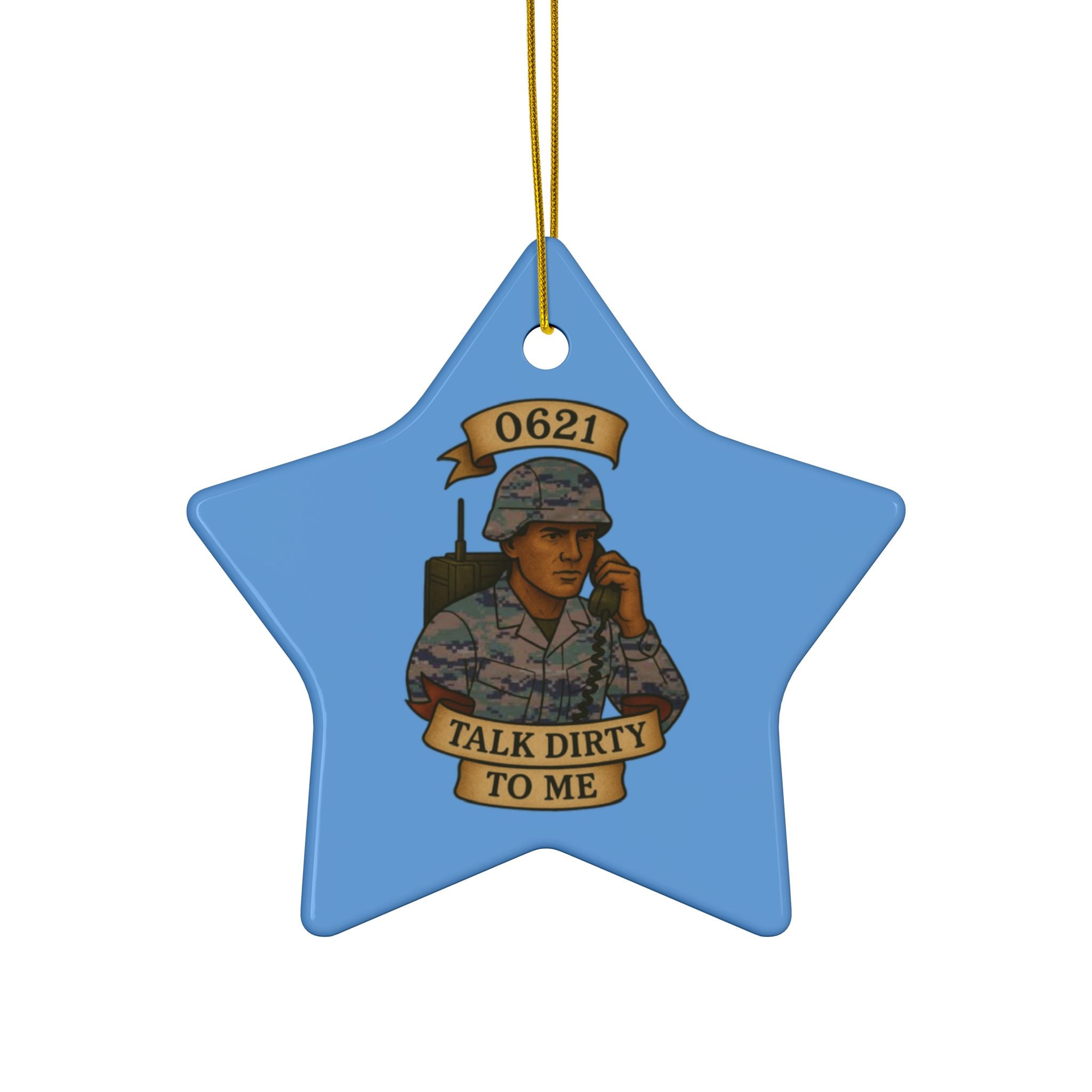 Ceramic Ornament — '0621 Talk Dirty To Me' Military Phone Vintage-Style Holiday Ornament