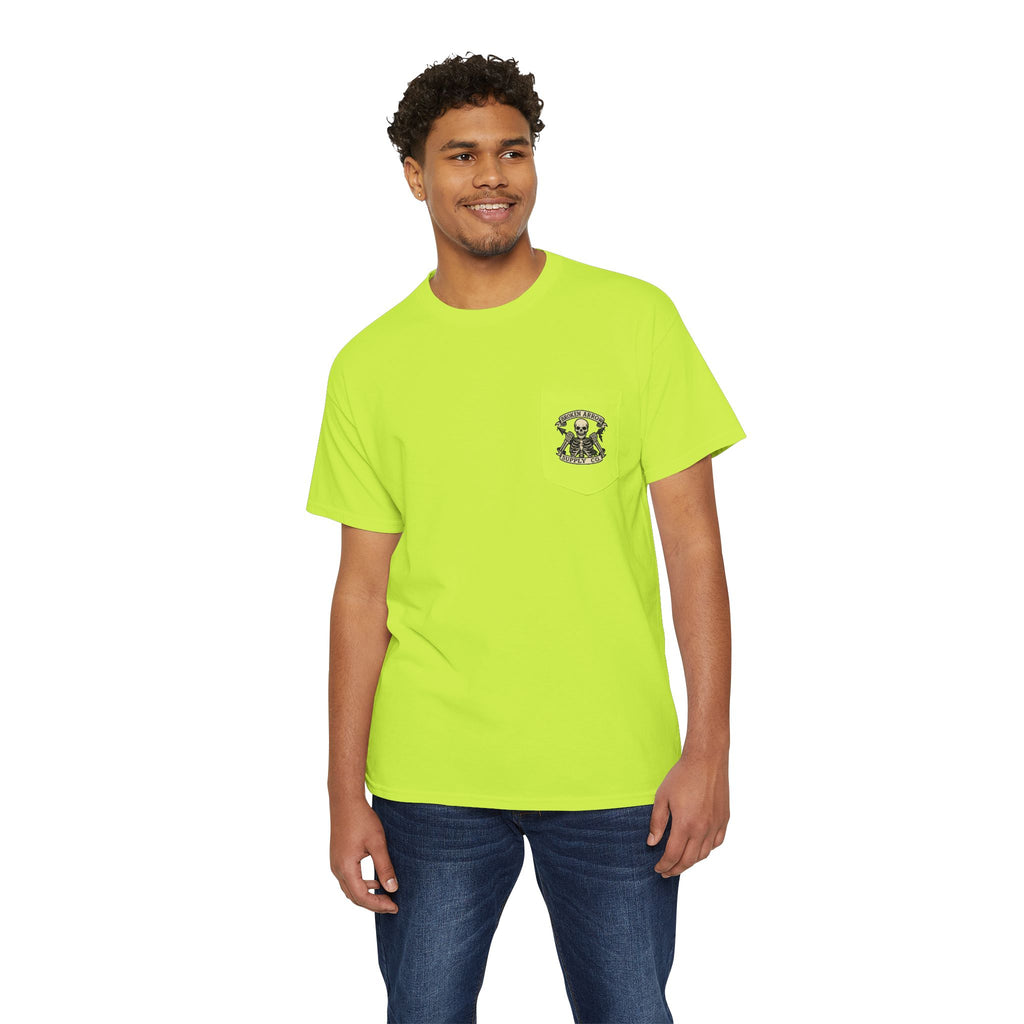Kirkwood Hunting Club Pocket T‑Shirt — 'Think I’ll Stay Here and Drink'