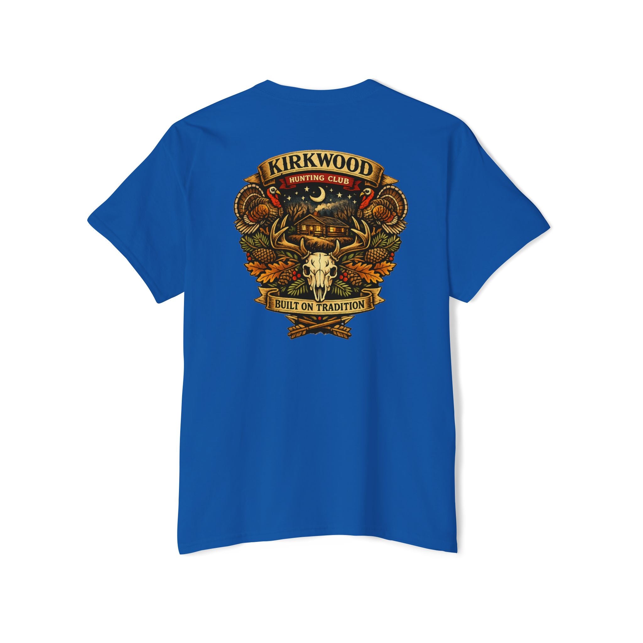Kirkwood Hunting Club Pocket T‑Shirt — 'Built on Tradition' Graphic