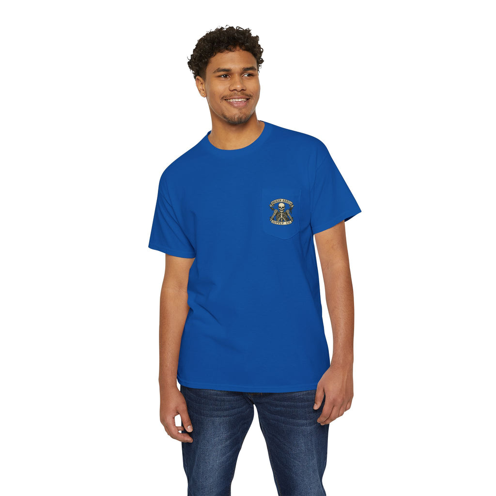 Kirkwood Hunting Club Pocket T‑Shirt — 'Think I’ll Stay Here and Drink'