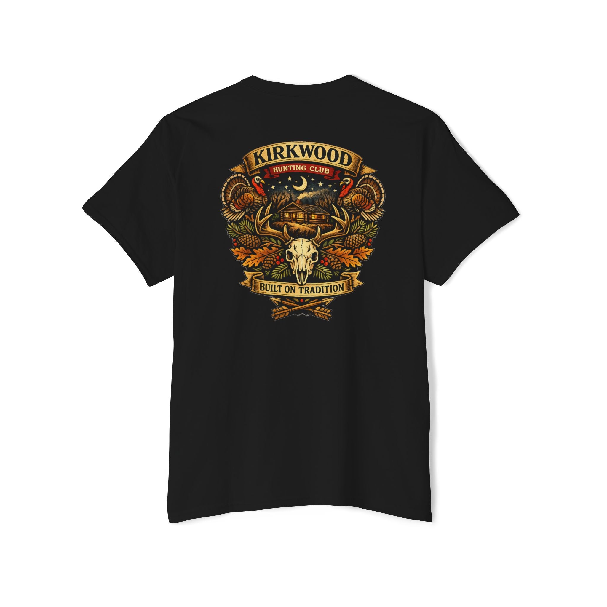 Kirkwood Hunting Club Pocket T‑Shirt — 'Built on Tradition' Graphic