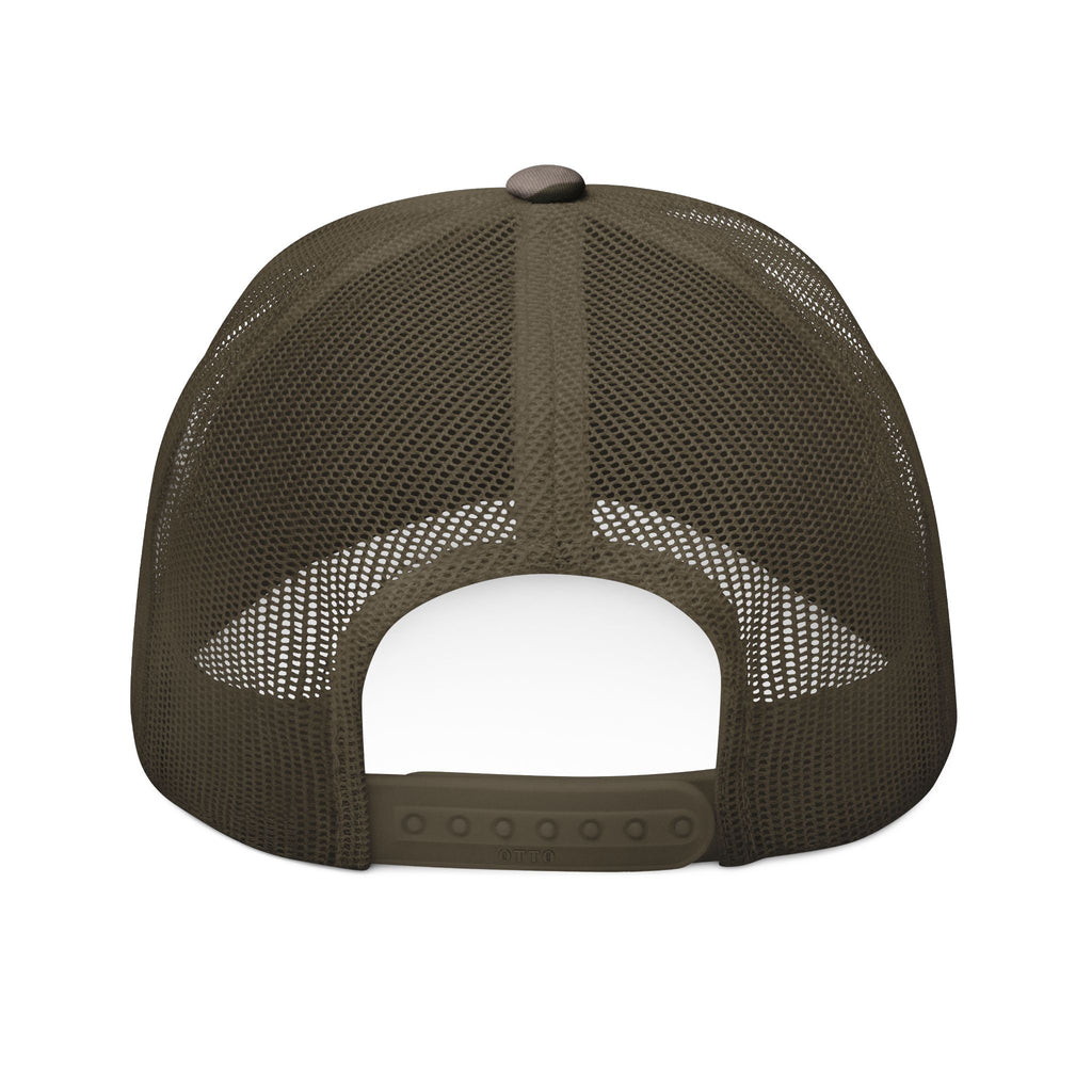 Camo Trucker Hat — Embroidered Buck Deer Patch