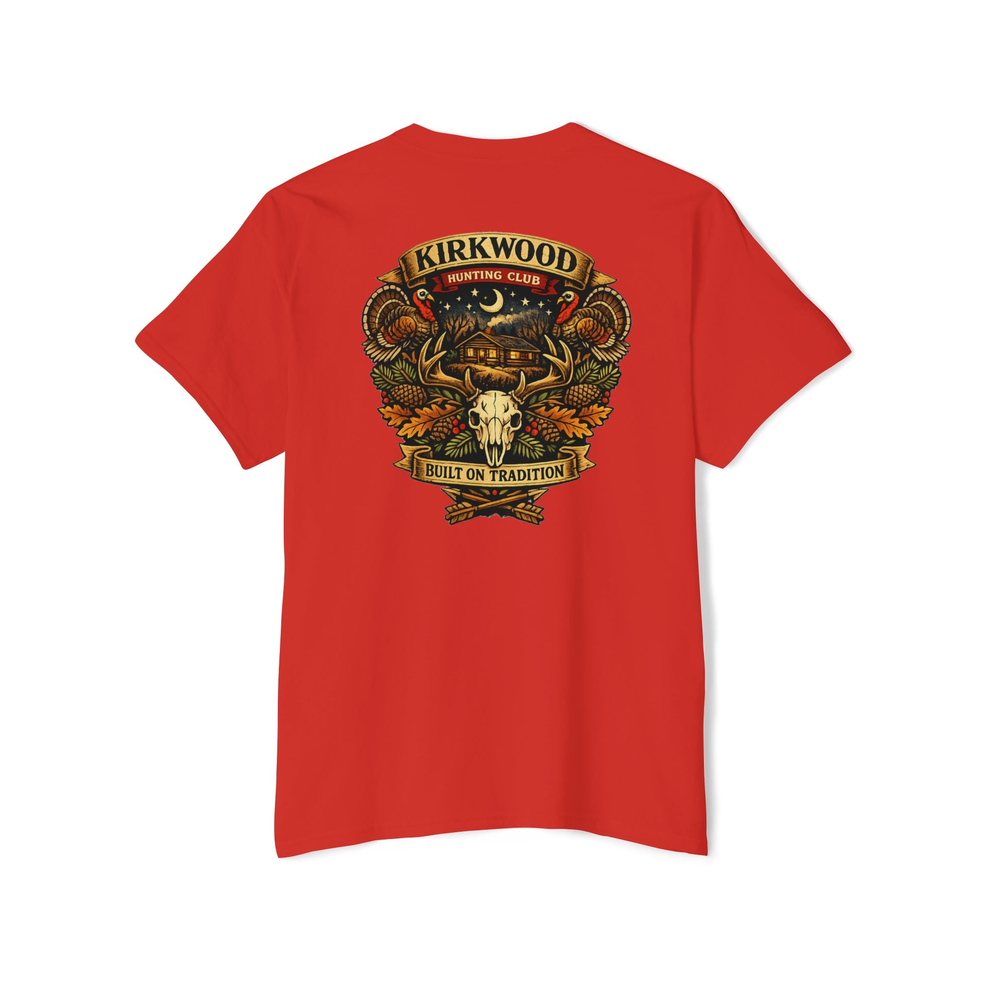 Kirkwood Hunting Club Pocket T‑Shirt — 'Built on Tradition' Graphic