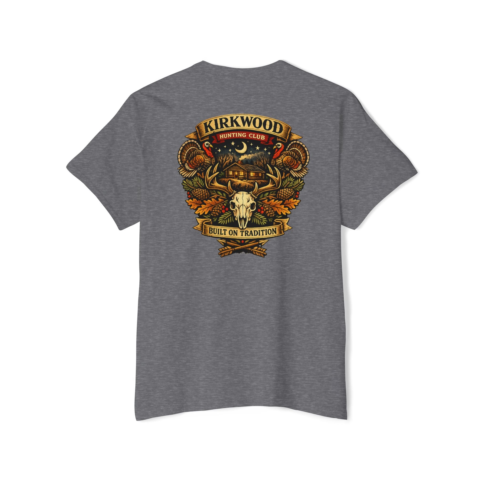 Kirkwood Hunting Club Pocket T‑Shirt — 'Built on Tradition' Graphic