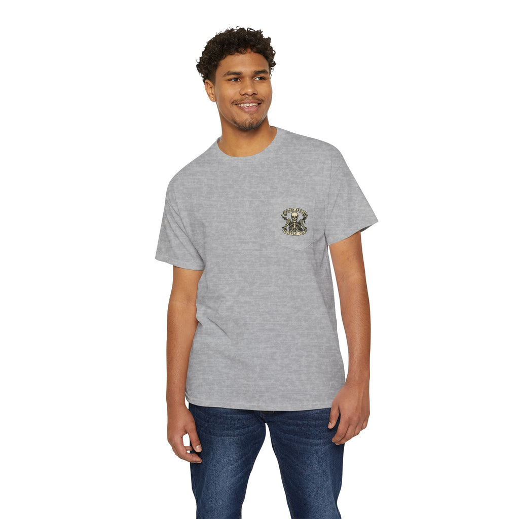 Kirkwood Hunting Club Pocket T‑Shirt — 'Think I’ll Stay Here and Drink'