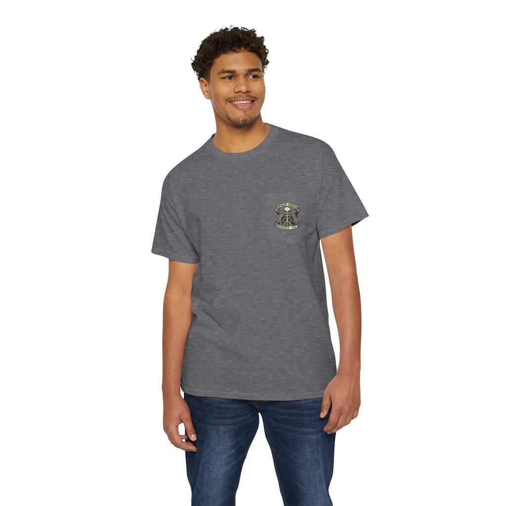 Kirkwood Hunting Club Pocket T‑Shirt — 'Think I’ll Stay Here and Drink'
